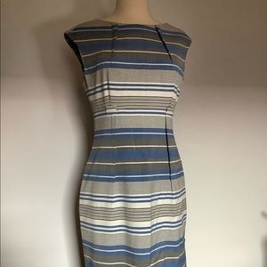 Calvin Klein Gray Blue and White striped Dress